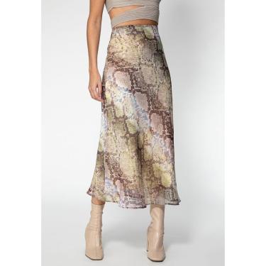 Imagem de Saia Longa Glam Snake Guess Marrom-Feminino
