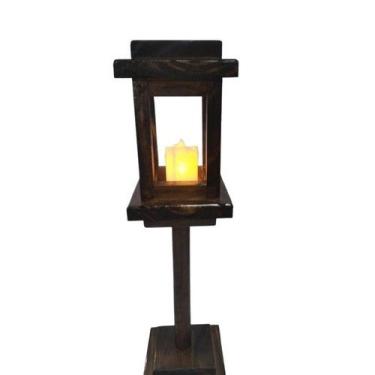 Imagem de Castiçal Rústica Pedestal Madeira em Pinus - JJdecorfer