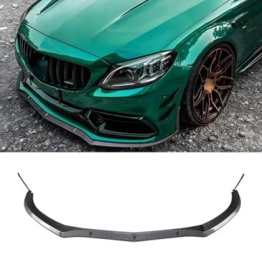 Imagem de Spoiler do para-choque dianteiro do carro peça de modificação do difusor de lábios compatível com C-Class W205 S205 2015-2022 C63 AMG protetor de para-choque (aparência de carbono)