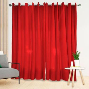 Imagem de Cortina Manu 4.00m x 2.50m Decorativa Micro Percal Ilhós Branco Sala Q