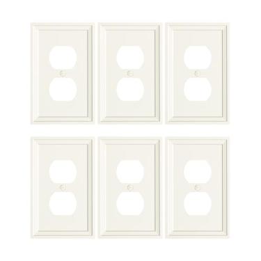 Imagem de TREEWELL Pacote com 6 capas de tomada duplex, placas de interruptor de fibra de bambu natural e tampas de tomada, placas decorativas de parede de amêndoa clara para tomadas elétricas, 1 capa de