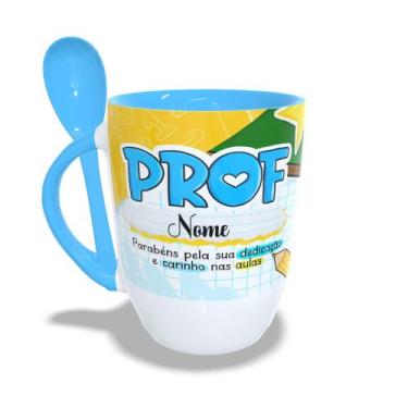Imagem de Caneca Personalizada Dia dos Professores com Colher Interior e Alça Co