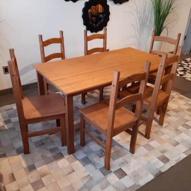 Imagem de Conjunto Sala de Jantar Mesa 150x80 cm 6 Cadeiras Madeira Marin Brasil