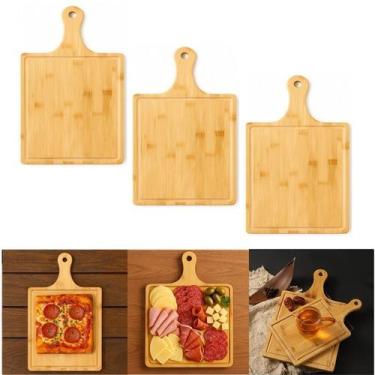 Imagem de Kit 3 Tábuas de Corte Bambu com Alça para Petiscos 32x20cm - FRIGOPRO