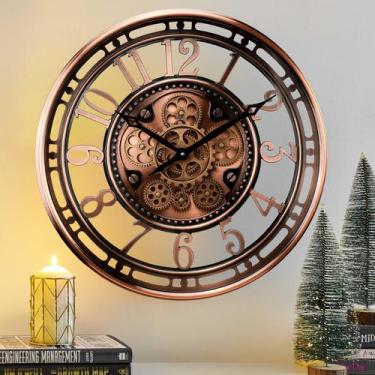 Imagem de Relógio de parede CLXEAST Moving Gear Modern Farmhouse 53,5 cm