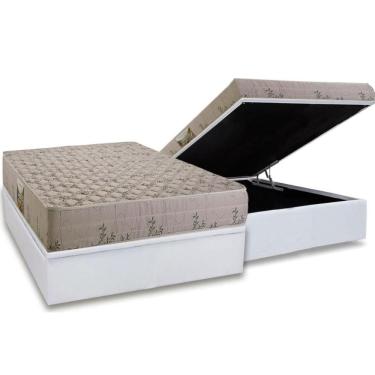 Imagem de Conjunto Box Baú Casal: Colchão Espuma Herval D33 Cannes + Base CRC Linhão White (138x188)