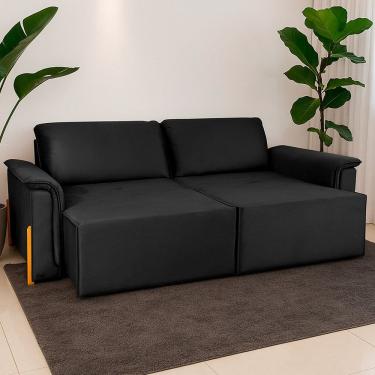 Imagem de Sofá Cama Retrátil 3 Lugares Atlanta Platinum Preto