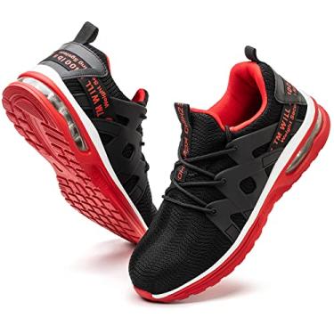 Imagem de Kezhiho Tênis de bico de aço para homens e mulheres, com almofada de ar, leve, confortável, respirável, à prova de perfuração, antiderrapante, construção indestrutível, sapatos de segurança industrial