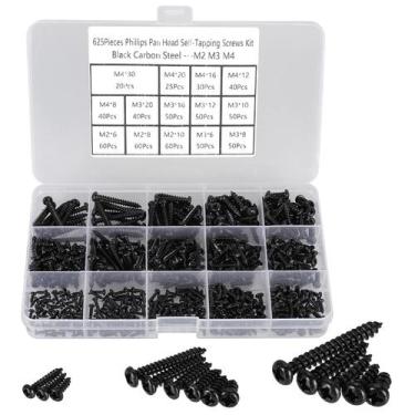 Imagem de Kit de sortimento de parafusos HanToF 625 unidades M2 M3 M4 Aço Carbon