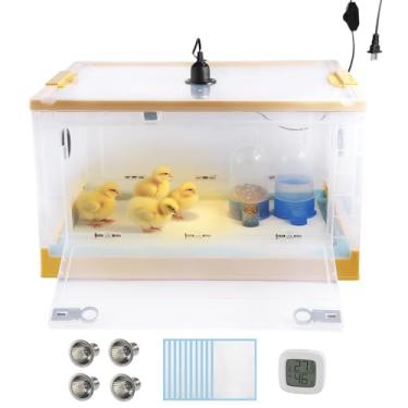 Imagem de PAWFECTJEE Kit de caixa de chocadeira de frango com aquecedor, placa aquecedora, barraca de patos, termômetro - ideal para 20 patos, codornizes e pintinhos - Caneta de cama interna para aves jovens