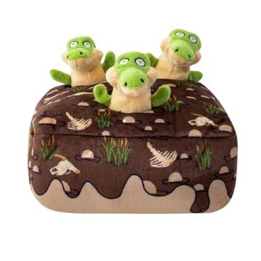 Imagem de Hollypet Brinquedo de pelúcia interativo de esconde-esconde para cães pequenos e médios e mastigadores não agressivos, brinquedos para mastigar os dentes de filhote, crocodilo