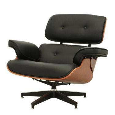 Imagem de Poltrona Giratória Charles Eames Rivatti PU Preto Base Alumínio