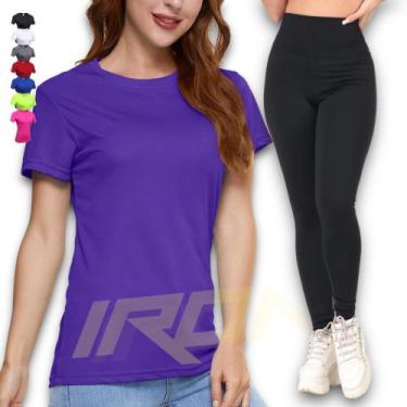 Imagem de Kit Calça Legging Cós Alto + Camiseta Corrida Academia Fitness Dry PLT