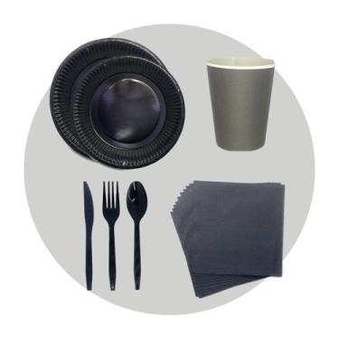 Imagem de Kit Festa 140 Pçs Descartavel: Prato- Copo- Talher- Guardanapo - Parti