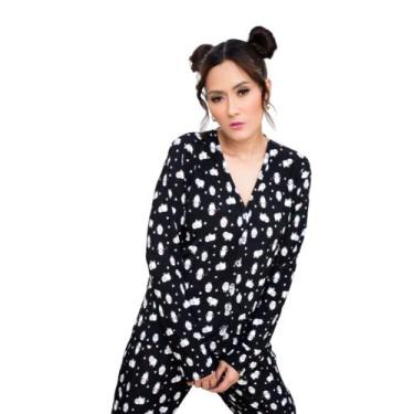 Imagem de Conjunto Pijama Adulto Feminino Longo Aberto Inverno Liganete Blogueir