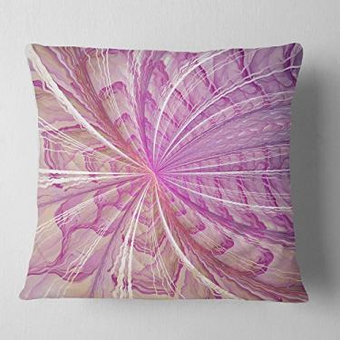Imagem de Designart Symmetrical Light Purple Fractal Flower Sala de estar, Sofá, Travesseiro + Capa de almofada impressa em ambos os lados 45,72 cm x 45,72 cm
