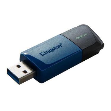 Imagem de Pen drive kingston datatraveler exodia preto/azul 64gb usb 3.2 - dtxm/