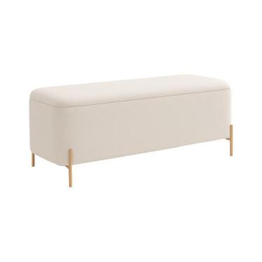 Imagem de Puff Baú Bella 160cm Pés Alumínio Dourado Bouclé Off White - sallar ho