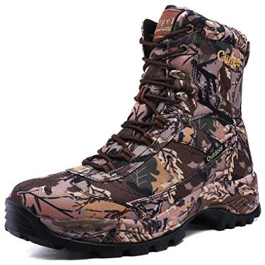 Imagem de Botas masculinas camufladas de caça da Cungel, botas de caminhada impermeáveis ao ar livre, botas táticas de cano alto, botas de combate de escalada de pesca respirável, 002-brown, 9.5