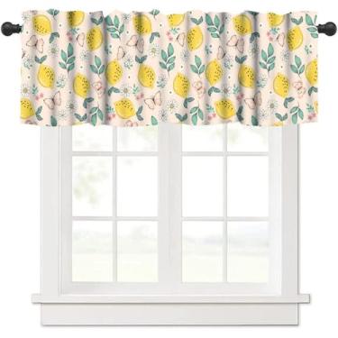 Imagem de Cortina de cozinha com estampa de borboleta de limão, campo de frutas, moderna, estética, blecaute, bolso para varão, tratamento de janela para crianças, meninas, meninos, quarto, sala de estar, café