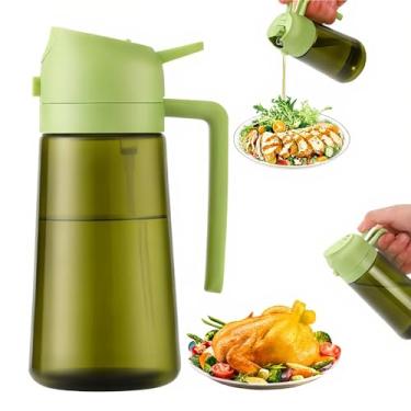 Imagem de Garrafa dispensadora de azeite de oliva de 470 ml para utensílios de cozinha e acessórios de fritadeira de ar - pulverizador de azeite de oliva para cozinhar - bloqueador de luz verde escuro