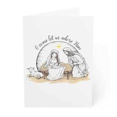 Imagem de J&J'S TOYSCAPE Cartão de Natal para padre, cartão de Natal para pastor e esposa, cartão de Natal de pastor, cartão de 12 x 17 cm com envelope, em branco dentro (Natividade)