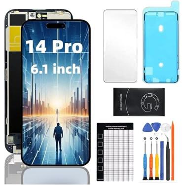 Imagem de ANLIU DNS Tela de substituição para iPhone 14 Pro 15.5 cm FHD LCD, modelo (A2890, A2650, A2889, A2892, A2891), montagem digitalizador de tela LCD Touch 3D com ferramentas de reparo
