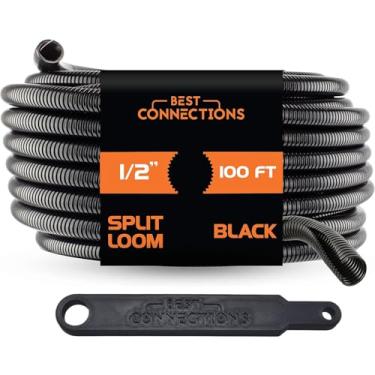 Imagem de BEST CONNECTIONS Tear de arame dividido Flex-Guard tubulação complicada com ferramenta de instalação - Mangas de cabo de proteção para fios elétricos domésticos automotivos, conduíte resistente a