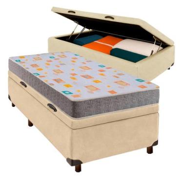 Imagem de Cama Box Bau Perola Solteiro + Colchão D20 - Inducol