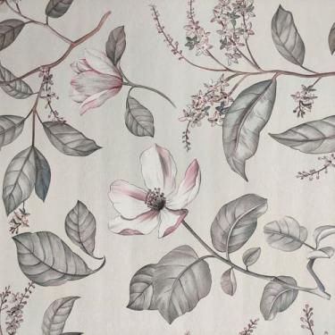 Imagem de Papel de Parede Adesivo Sala Quarto Ripas Madeira Clara Lisa Autocolante 5m x 45cm(Floral Cinza)