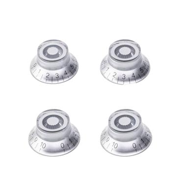 Imagem de DIAO79NI Puxadores de cartola tamanho métrico 18 estrias para guitarra elétrica Epiphone Les Paul SG, prata/preto (conjunto de 4)