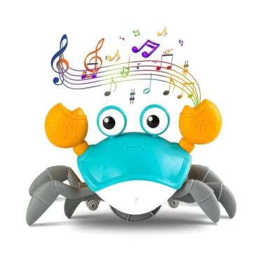 Imagem de Caranguejo fujão interativo infantil com sensor de obstáculos – brinquedo educativo de desenvolvimento motor, diversão para bebês e crianças com música e movimentos realistas (Azul)