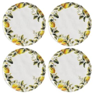 Imagem de Kit 4 Pratos Rasos Bio Limonata 27,5cm Cerâmica Porto Brasil Decorados