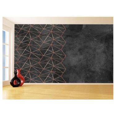 Imagem de Papel De Parede 3D Concreto Linhas Dourado Rose 3,5M Kkt255