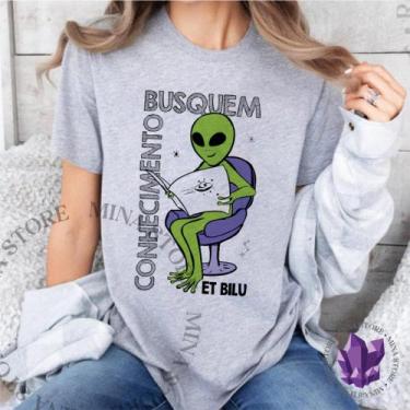 Imagem de Camiseta Conhecimento ET Bilu - Mina Store, Cinza, Baby Look P