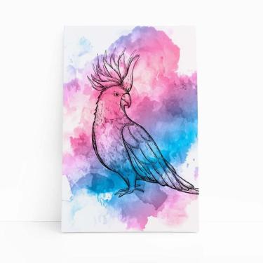 Imagem de Calopsita Passarinho Arte Aquarela Quadro Canvas 60X40Cm