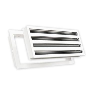 Imagem de Grade AC de design moderno 20x8 - alumínio branco - saída de ar - difusor de slot linear - grade de registro para aquecimento e resfriamento - compatível com registros de teto, parede ou piso