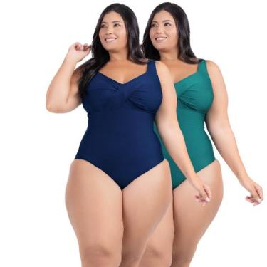 Imagem de 2 Body Maiô Acinturado Plus Size Modela Cintura Liso Casual - HYPE MOD