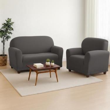 Imagem de Capa Sofá 2 e 3 Lugares Coladinha Malha Gel Grossa - Camaria, Cinza