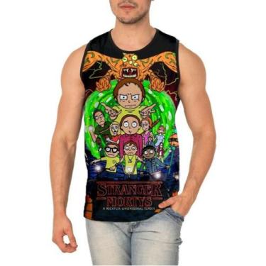 Imagem de Camiseta Regata Stranger Things Rick And Morty Ref:617 - smoke, Preto,