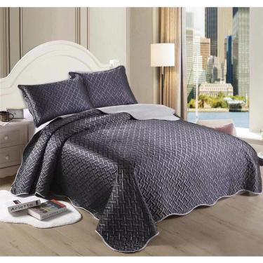 Imagem de Kit Colcha Cetim Fashion 3 peças Queen 240x260cm Laus Sultan