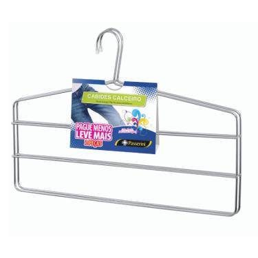 Imagem de Cabide para Calça Triplo Calceiro Cromado Organização Roupa Armario - Kit com 02 unidades