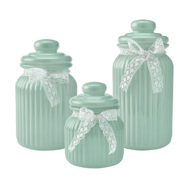 Imagem de Pote hermético lace para armazenar alimentos  jogo com 3 potes de vidro