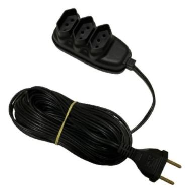 Imagem de Extensão Elétrica 3 Metros Tripolar 3 Saídas Bivolt Preto