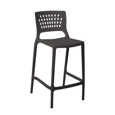 Imagem de Banqueta Alta para Bancada e Cozinha Grafite Empilhável Marte em Polipropileno Acrilys