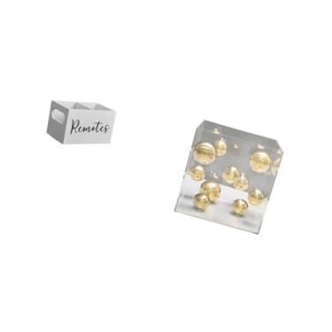 Imagem de Fenteer Organizador de Controle Remoto de Madeira Retrô com Capa de Bola de Acrílico Transparente para Mesa de Cabeceira, Sofá, Prateleira de Escritório,