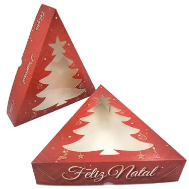 Imagem de 10 Caixas Árvore de Natal para 3 sabonetes, 10 doces, brigadeiros ou lembrancinhas. (4 artes) 20 * 20 * 18cm(Vermelho)