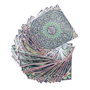 Imagem de aqxreight Adesivo de Ladrilhos 24pcs Auto -Adesivo Floral Padrão de óleo PVC PVC Decalques de Ladrilhos Requintados para Banheiro de Cozinha Hz058 Design Automínio (HZ058)