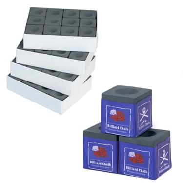 Imagem de Kmise Giz profissional para taco de piscina, 12 filhotes/48 filhotes, com caixa de armazenamento, pó fino, 4 cores, giz de taco de bilhar adequado para cada tamanho de ponta de taco (cinza, pacote com
