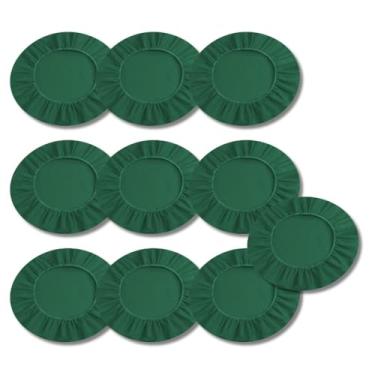 Imagem de Kit 10 Capa para Sousplat Basic, Tecido Oxford, Verde, Branco, Palha Preto, Vermelho, 35cm Diâmetro, Decoração Mesa de Jantar (Verde)